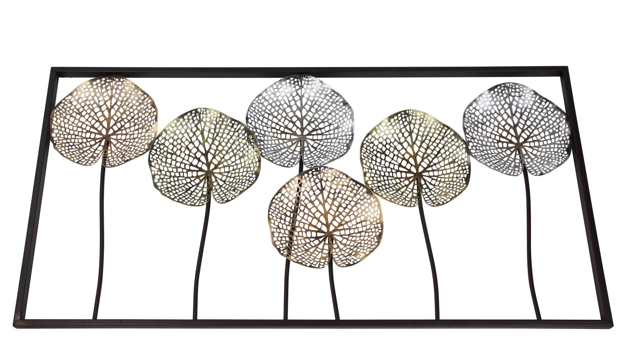 Dekoleidenschaft Wandbild "Lotus" aus Metall, 100x50 cm, Wanddeko in 3D Optik, Wandschmuck, Lotus, Wandverzierung, Metallbild, Wandobjekt für Wohnzimmer, Deko-Objekt