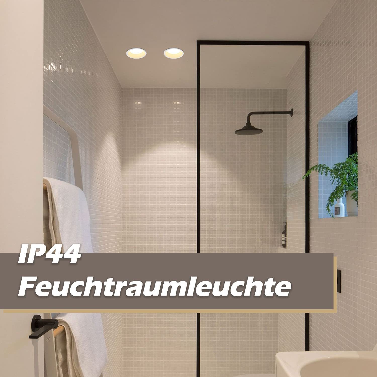 ZMH LED Neutralweiß fest Einbaustrahler Bad Spots 5W für Küche, IP44 Set 5er Einbauleuchten LED integriert