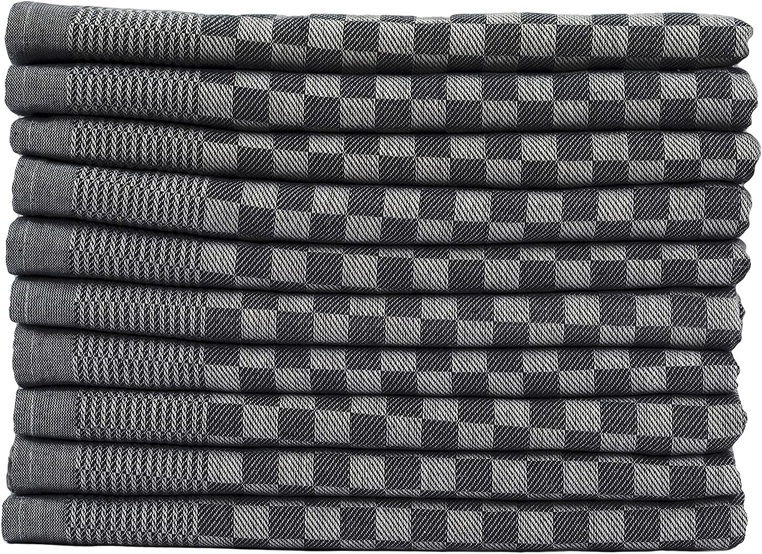 Schwarz Zwirn Zestri Geschirrhandtücher (10 Set Geschirrtücher Stück), 50x70 Karo Design cm saugstark Modernes Geschirrtuch 10er Grubentücher Grubenhandtuch,