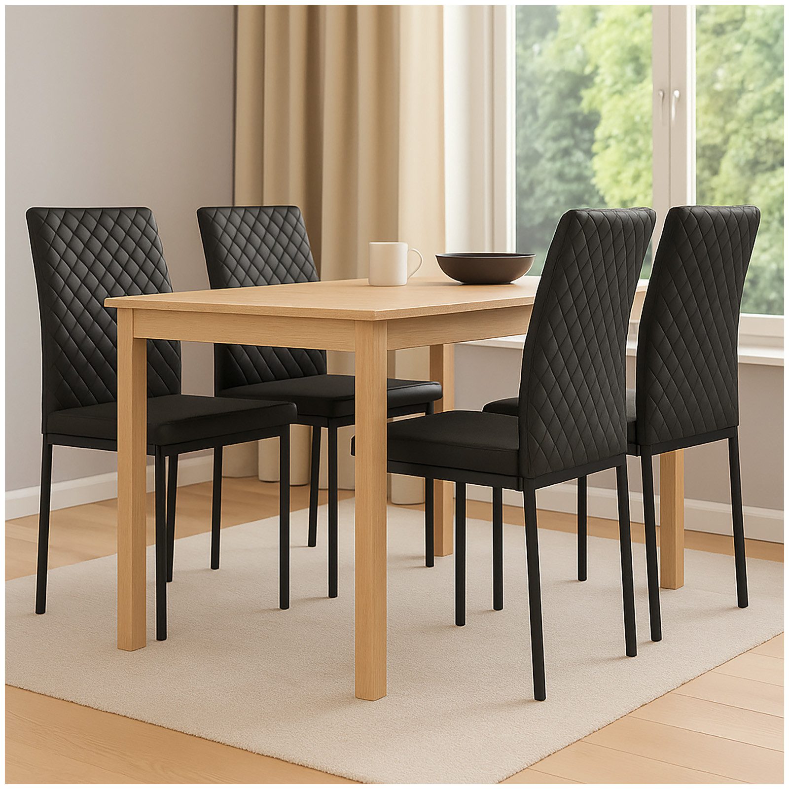 HTI Esszimmerstuhl 4er Set Esszimmerstühle Tromi in Wildlederoptik mit Zierstich (Set, 4 St), gepolstert Moderne Stühle