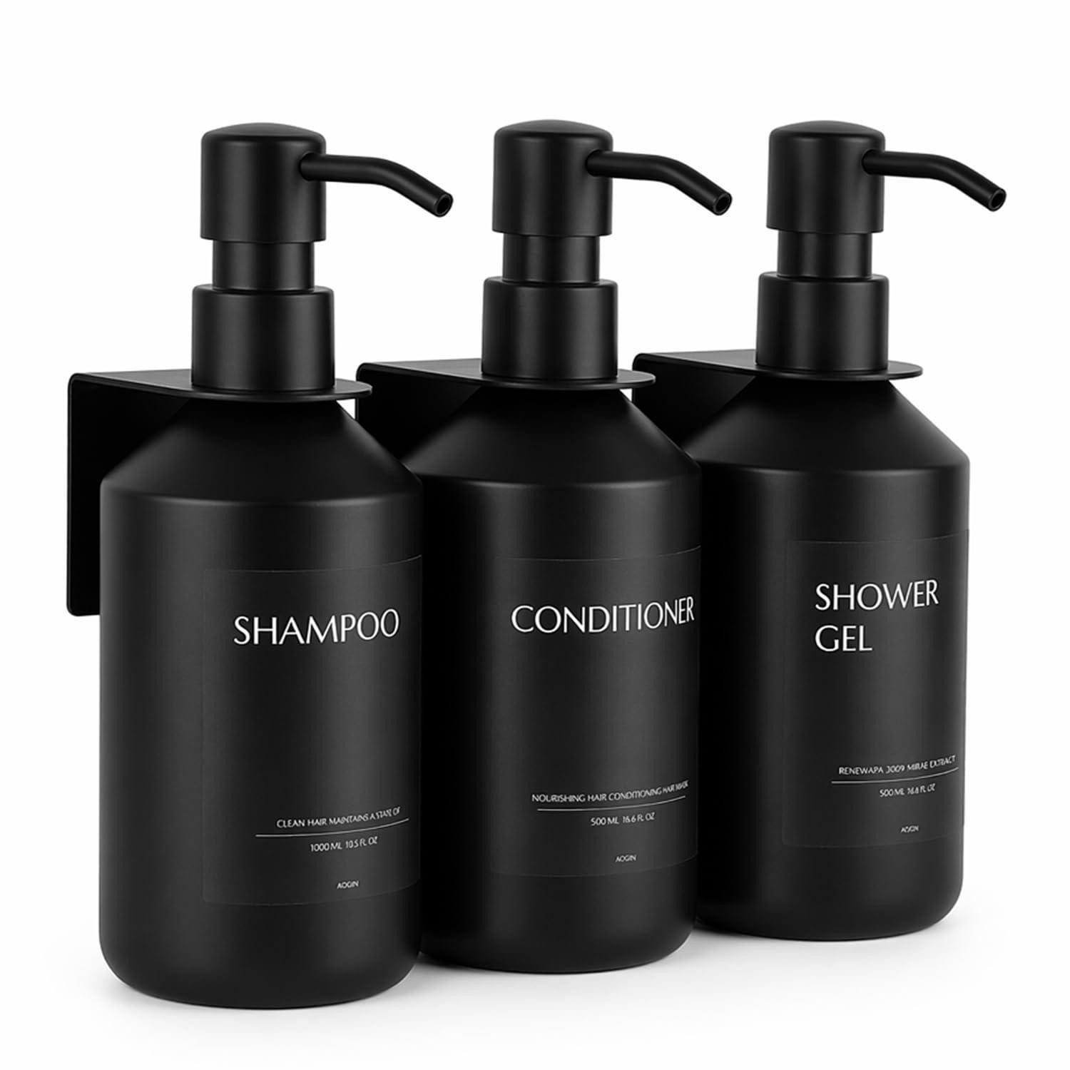 LuxusKollektion Seifenspender Seifenspender Ohne Bohren Schwarz Set 500ml Wand