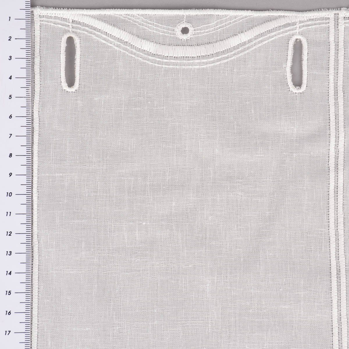 SCHÖNER LEBEN. Meterware Scheibengardine nähfrei Stickerei Leinenlook ecru 45cm, leicht perforiert, Stickerei/Stickstoff, bestickt, pflegeleicht