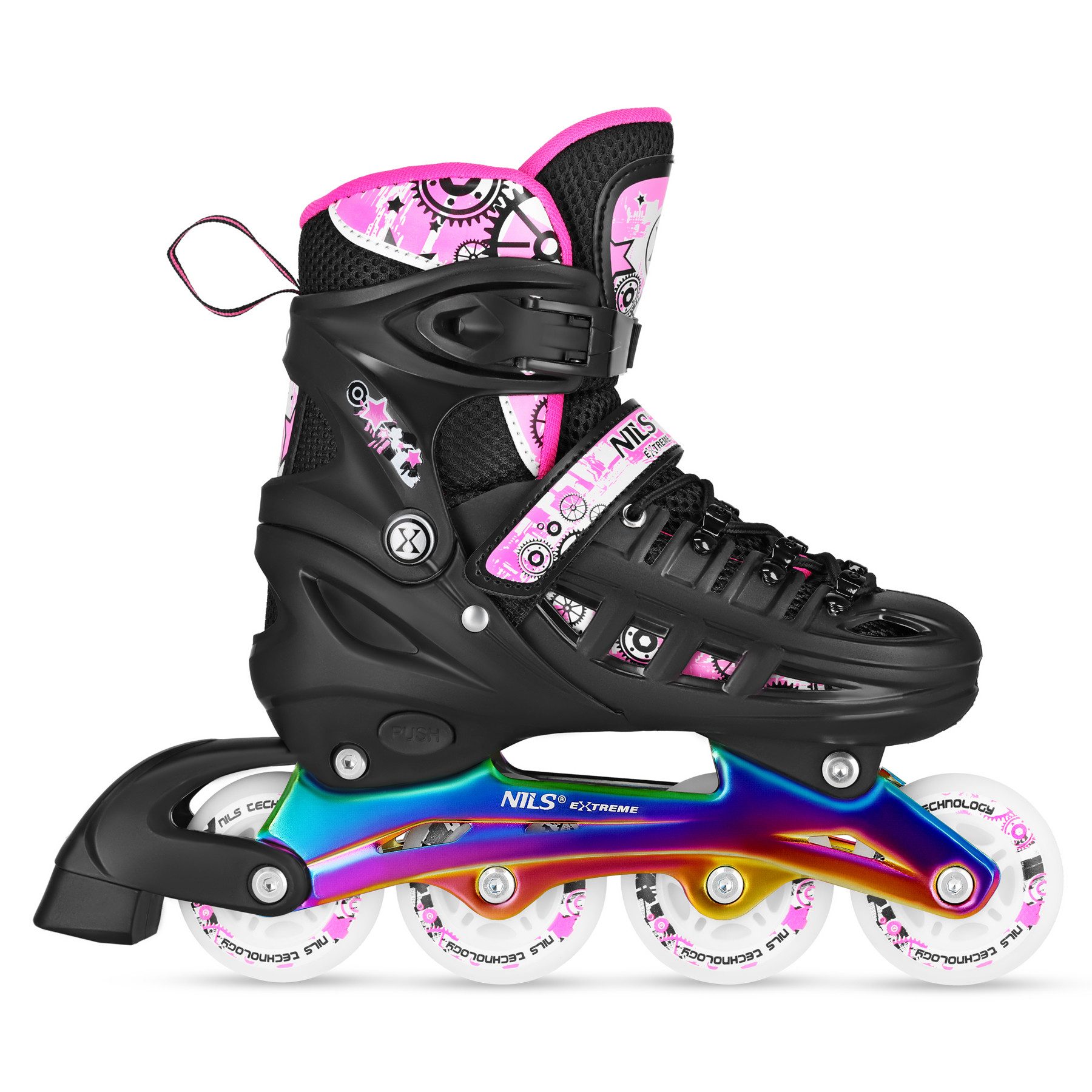 NILS EXTREME Schlittschuhe Inlineskates Rollschuhe Eislaufschuhe, (Spar-Set, 1-St., 39-42), 4in1 umrüstbar, LED-Rollen, ABEC 7, größenverstellbar