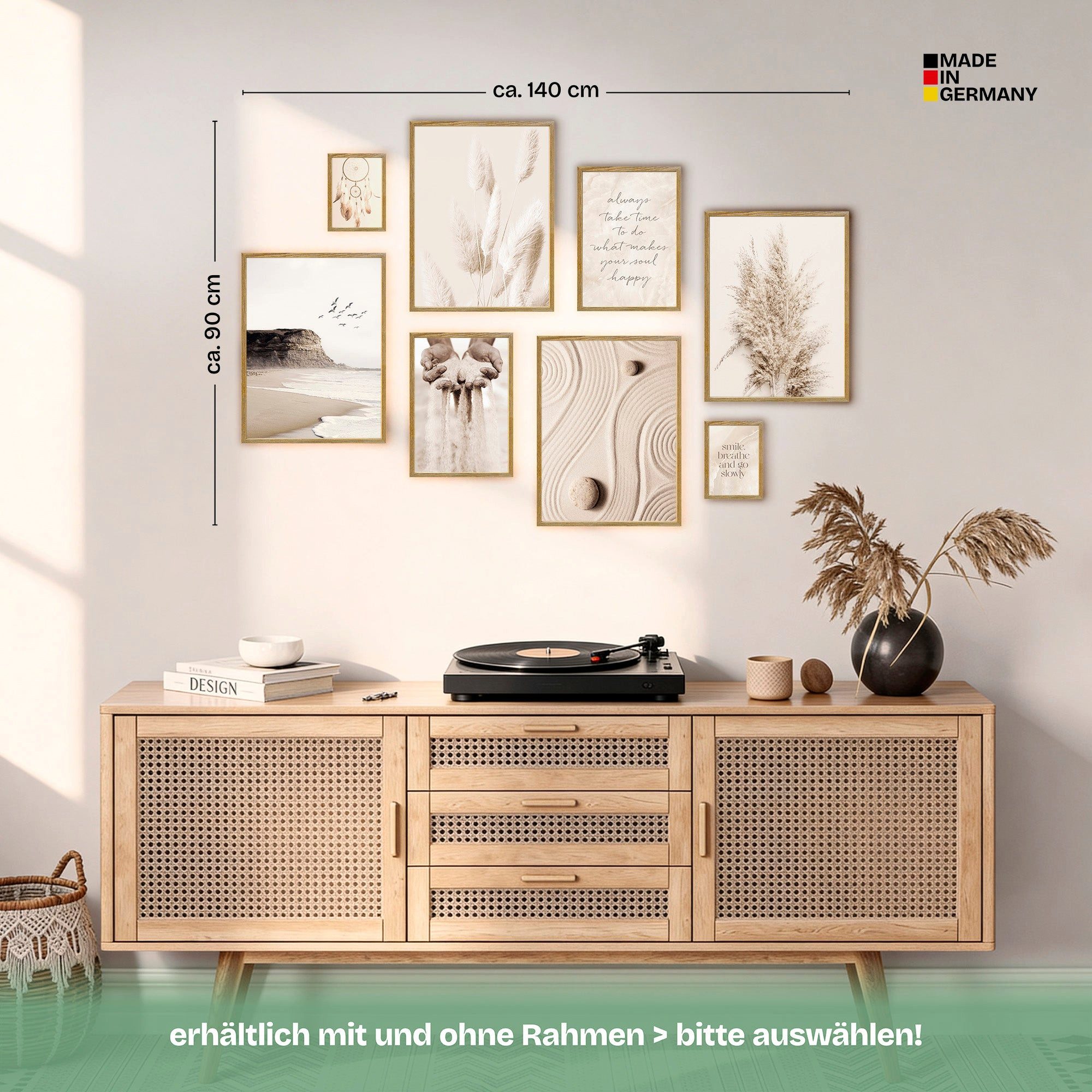 ARTFAVES Bilder-Collage Poster Set Beige Dreams I mehrteilige Bilderwand I Wandbilder Strand, (Wandbilder modern, 8 St) – Bild 5 von 5
