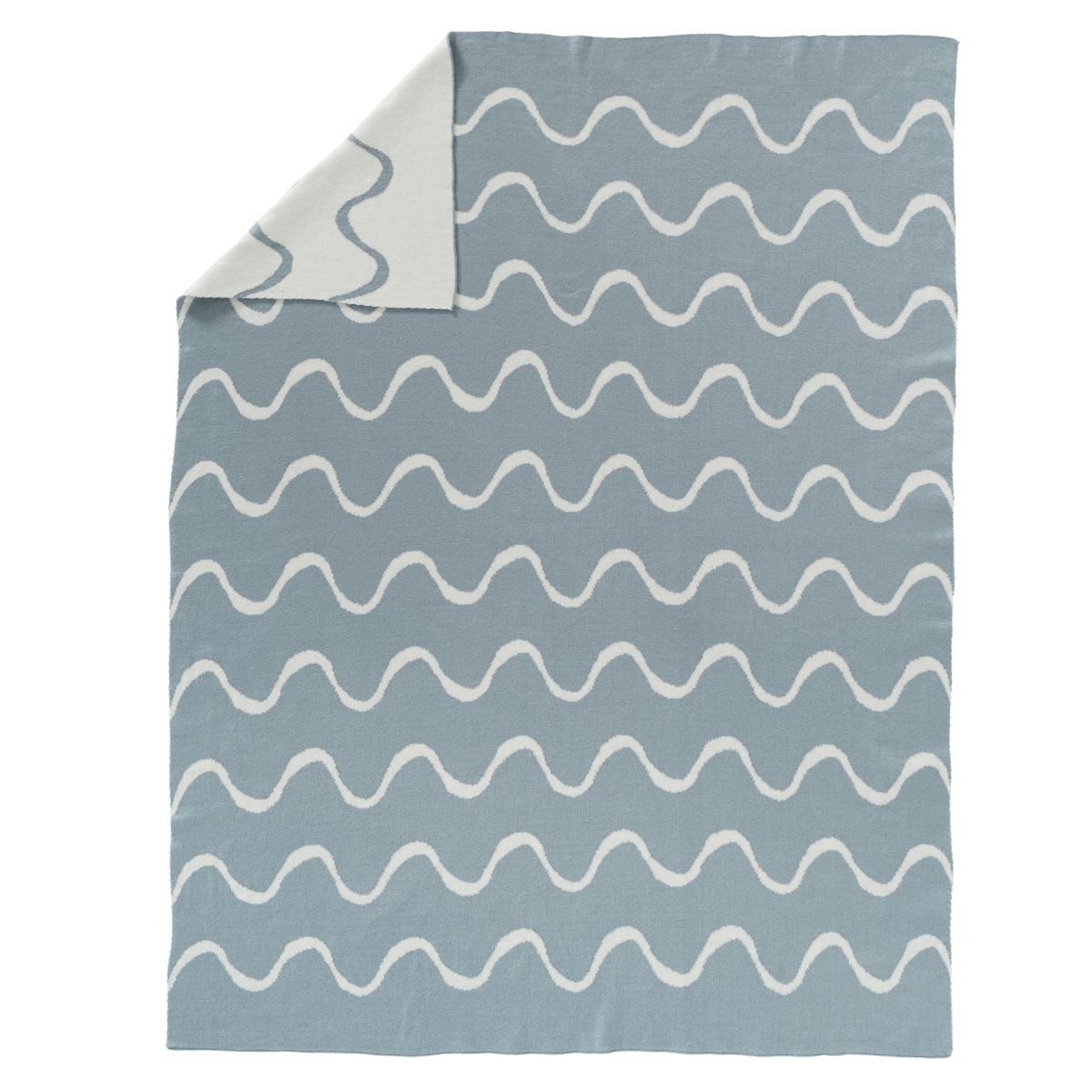 Babydecke Wendedecke 100% Bio-Baumwolle 80x100 cm Wellenmotiv Geschenkidee, Fresk