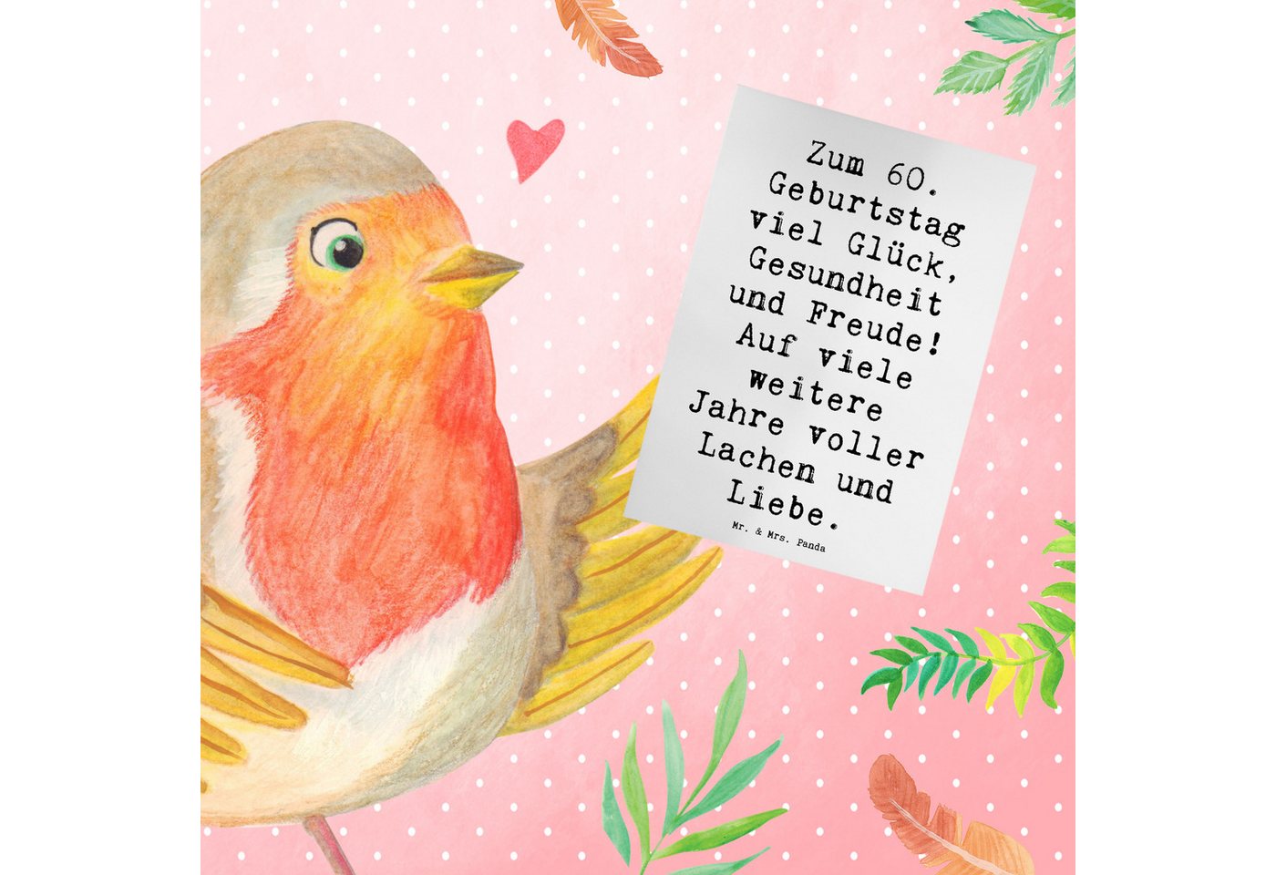 Thumbnail - Mr. & Mrs. Panda Grußkarte Spruch 60. Geburtstag Glück - Weiß - Geschenk, Geburtstagsspruch, Glü