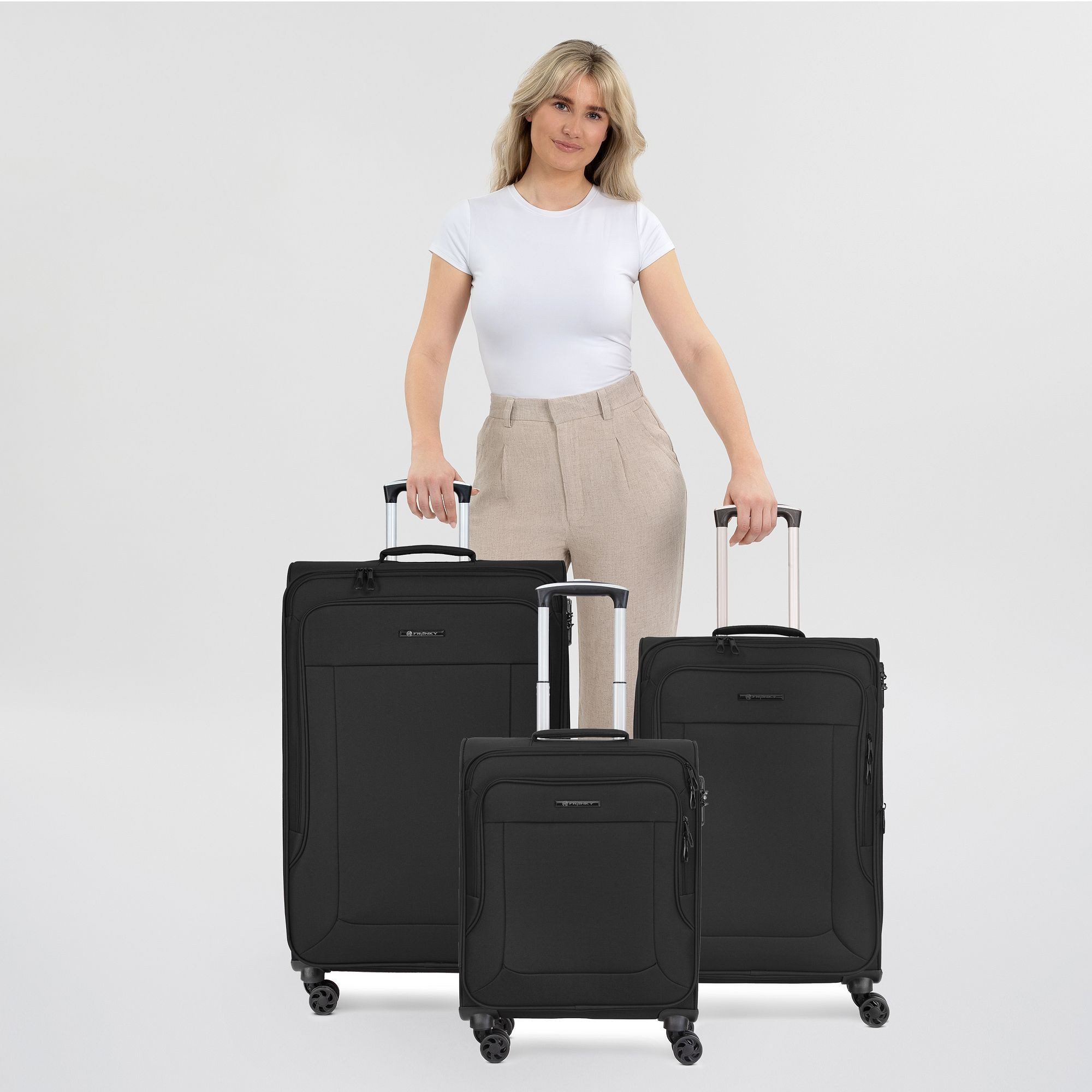 Franky Trolleyset Melbourne 3.0, 4 Rollen, (3-teilig, 3 tlg), Polyester