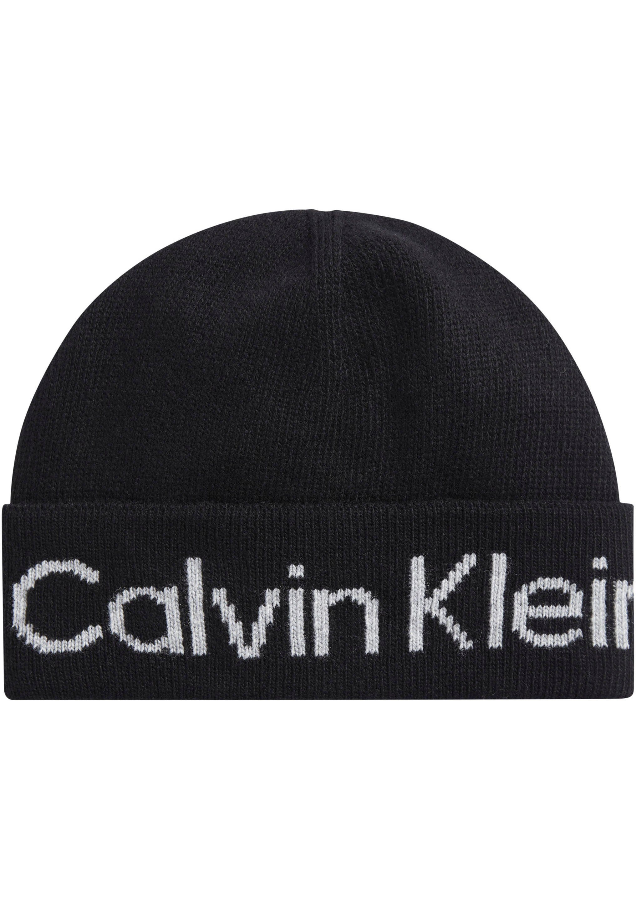 Beanie Ck Black TONAL Logoschriftzug Klein LOGO BEANIE REVERSO Calvin mit