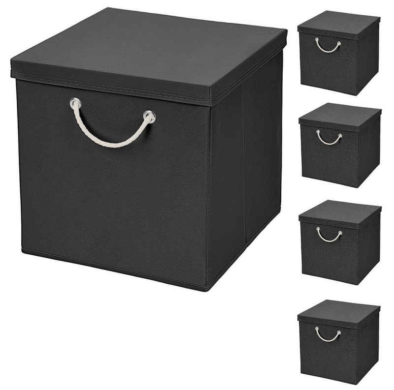 Faltbox 5x Faltkiste 30x30x30 cm Aufbewahrungsbox Regalbox in verschiedenen Farben (5 Stück 30x30x30) moderne Faltbox Maritim mit Kordel 30cm