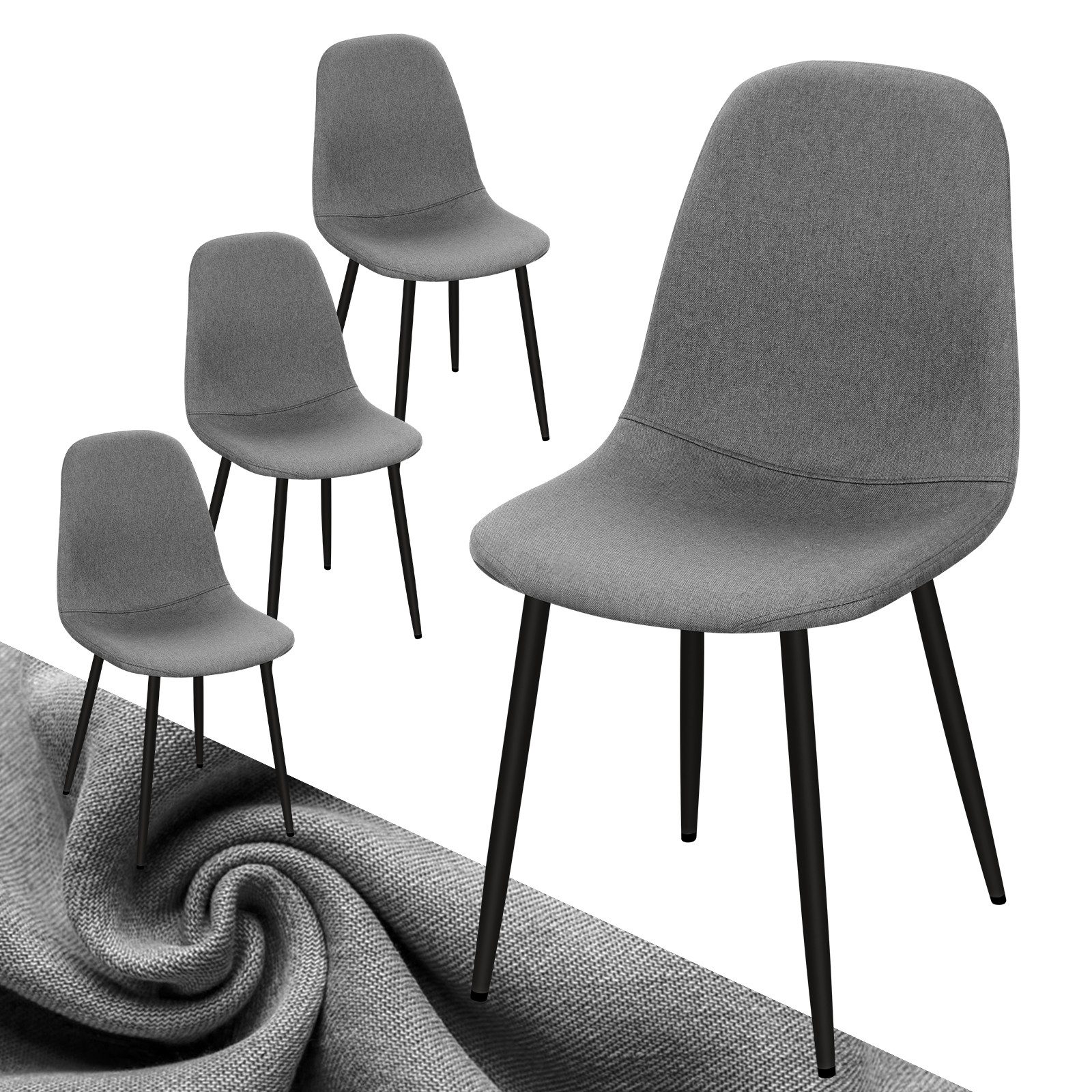 HOMELUX 4-Fußstuhl Esszimmerstühle 4er Set, Stühle Esszimmer Küchenstuhl mit Metallbeinen (Stuhl für Schlafzimmer, Wohnzimmer, 4 St), Polsterstuhl bis 110 kg