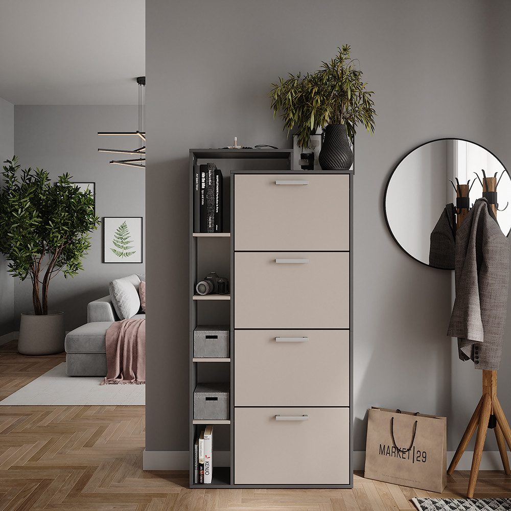 Vicco Schuhkipper Orlando, Anthrazit/Greige, 80 x 166.1 cm mit 4 Fächern günstig online kaufen