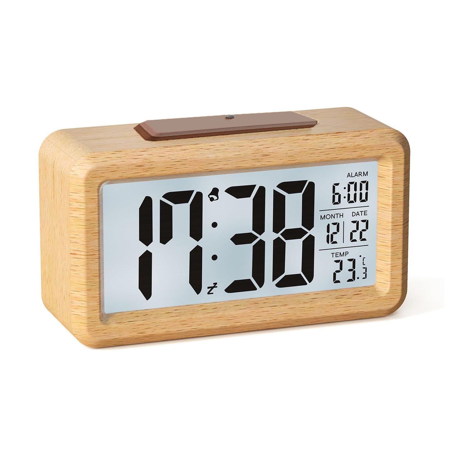 Coonoor Wecker Digital-Holz-Wecker mit LCD-Display, Lichtsensor günstig online kaufen