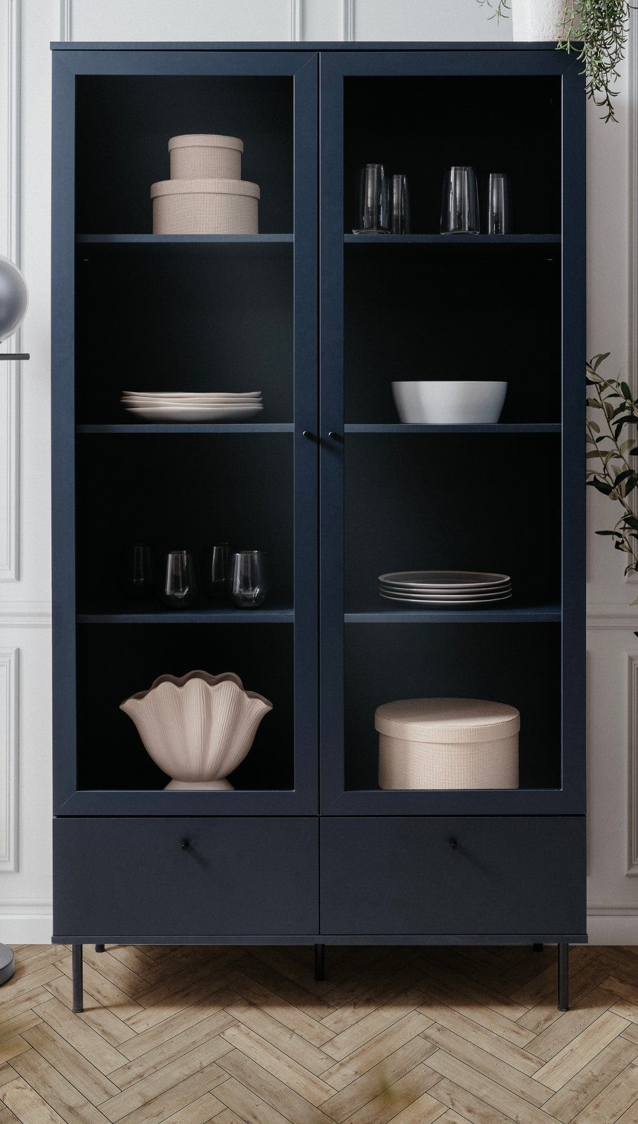 Furn.Design Vitrine Barina (Vitrinenschrank in dunklem günstig online kaufen