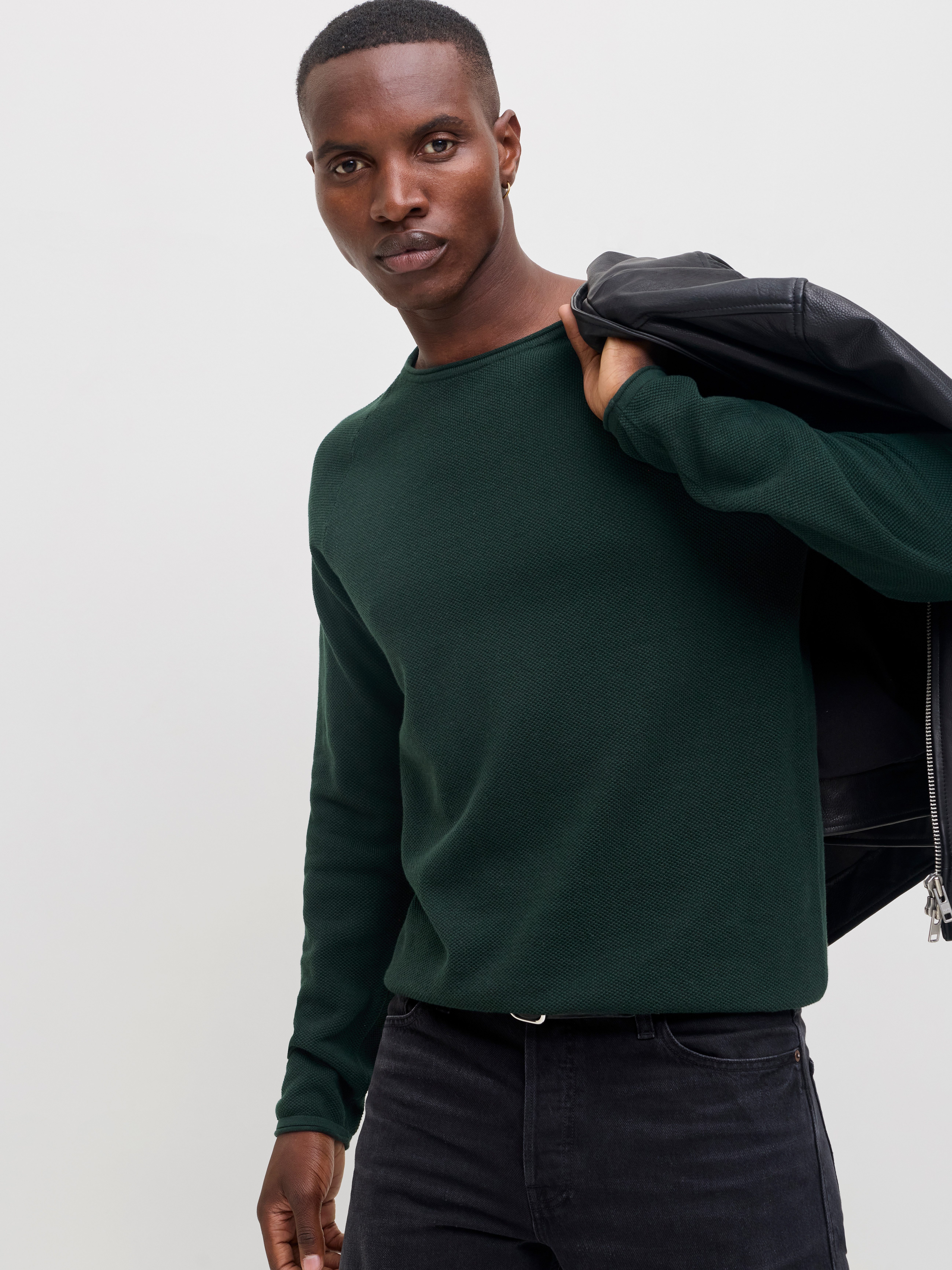 Jack & Jones Rundhalspullover JJEHILL KNIT CREW NECK NOOS Baumwolle, regular fit