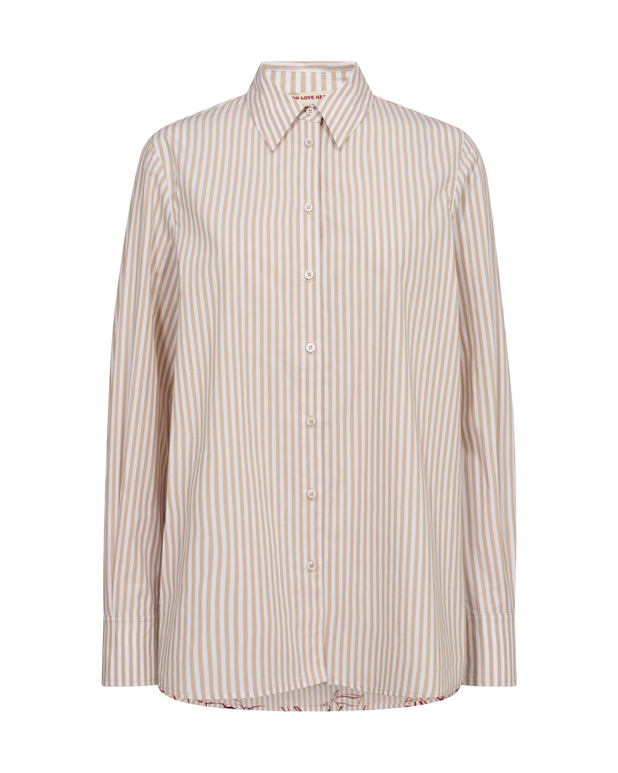 Mos Mosh Langarmbluse MMElinda Leafy Stripe Shirt Sesame