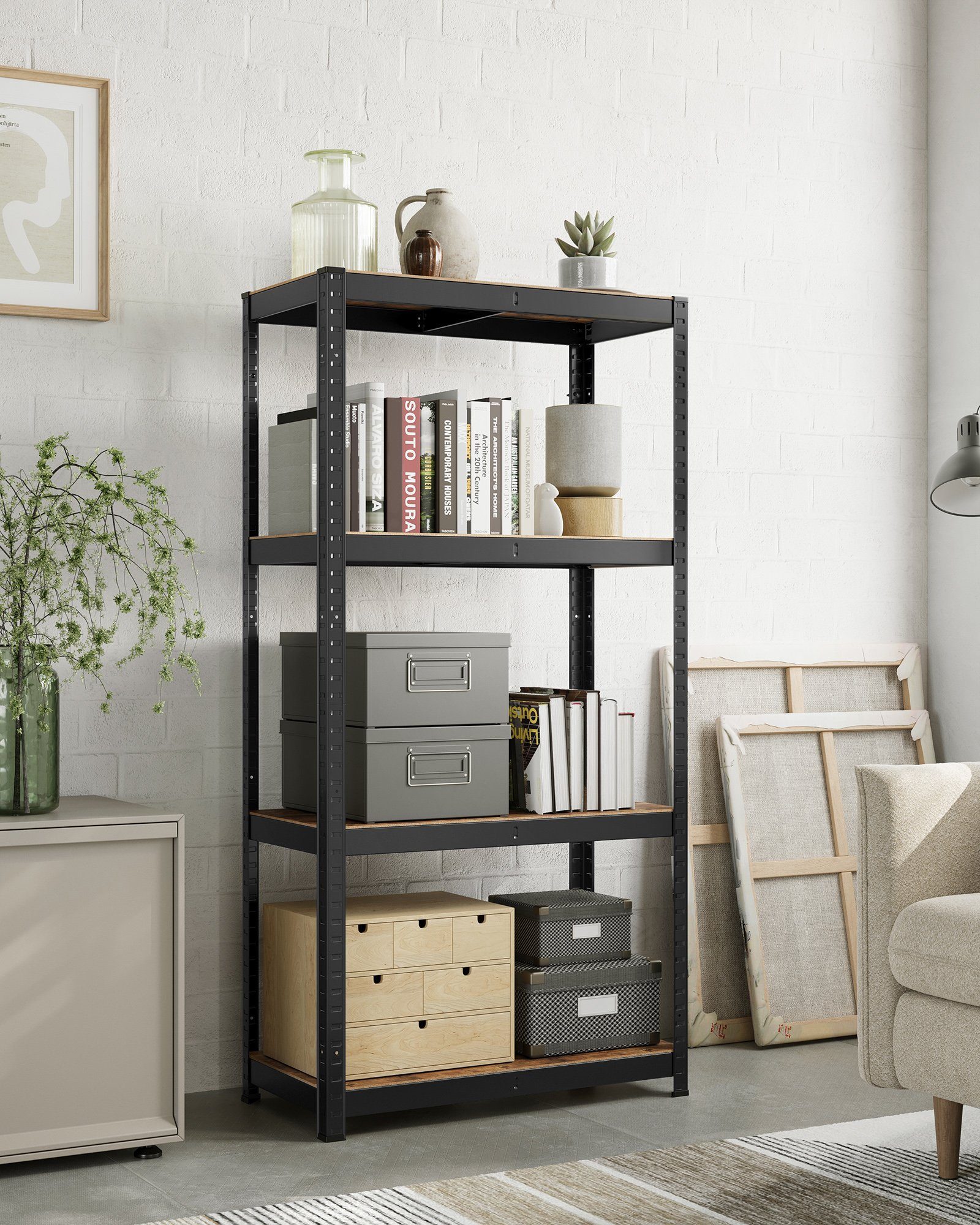 SONGMICS Standregal Küchenregal, 1-tlg., Lagerregal, 40 x 80 x 160 cm,4 verstellbare Ablagen