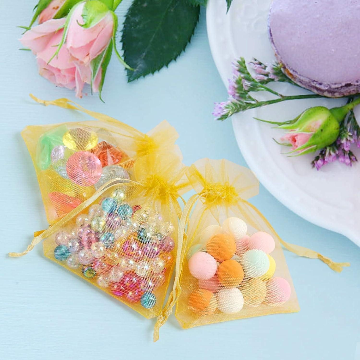 LuxusKollektion Geschenkpapier Organzasäckchen Organza Schmuck Geschenktüten 7*9cm 100pcs Gold