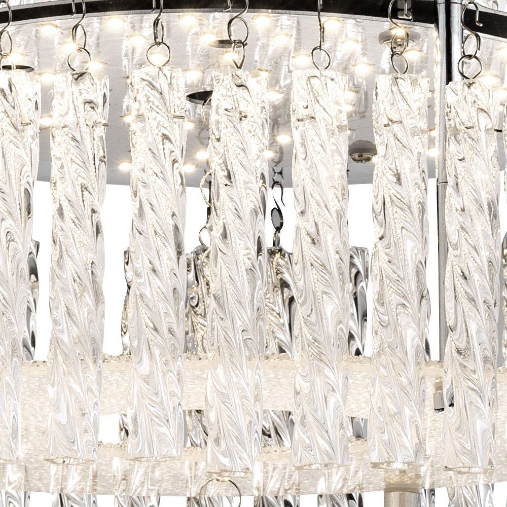 Decken Glas Chrom Kristall verbaut, Globo Behang Deckenleuchte, Neutralweiß, LED-Leuchtmittel fest LED Wohn Zimmer Leuchte Ess LED