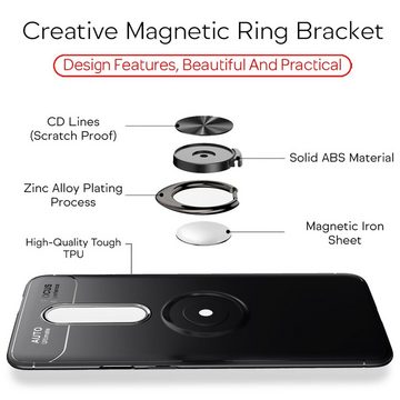 Nalia Smartphone-Hülle OnePlus 8, Matte Ring Silikon Hülle / 360 Grad Ring / Standfunktion / Rutschfest