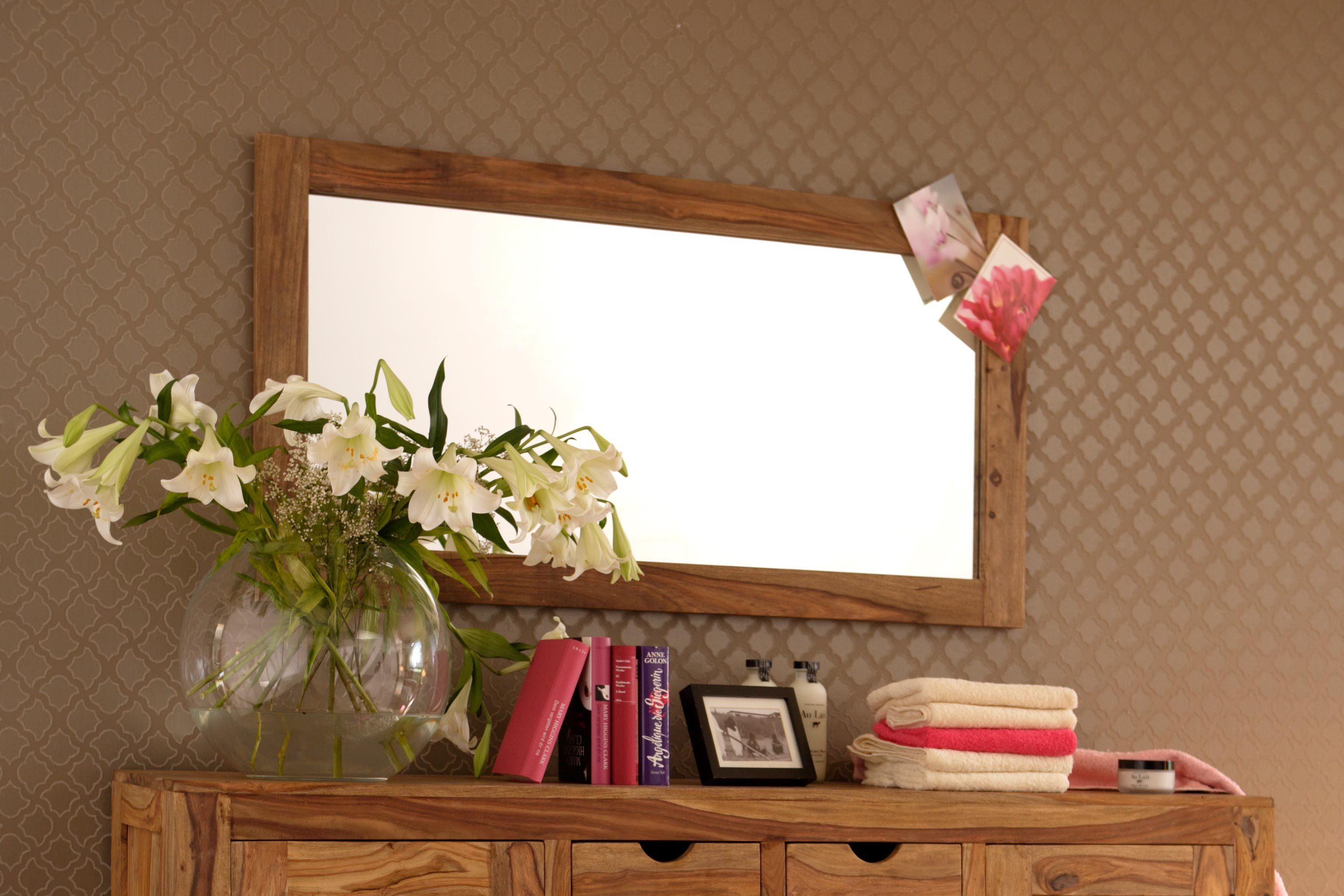 DEWAS holzrahmen), mit Shishamholz Living hochwertiger Wandspiegel aus Spiegel (Wandspiegel GMD massivem
