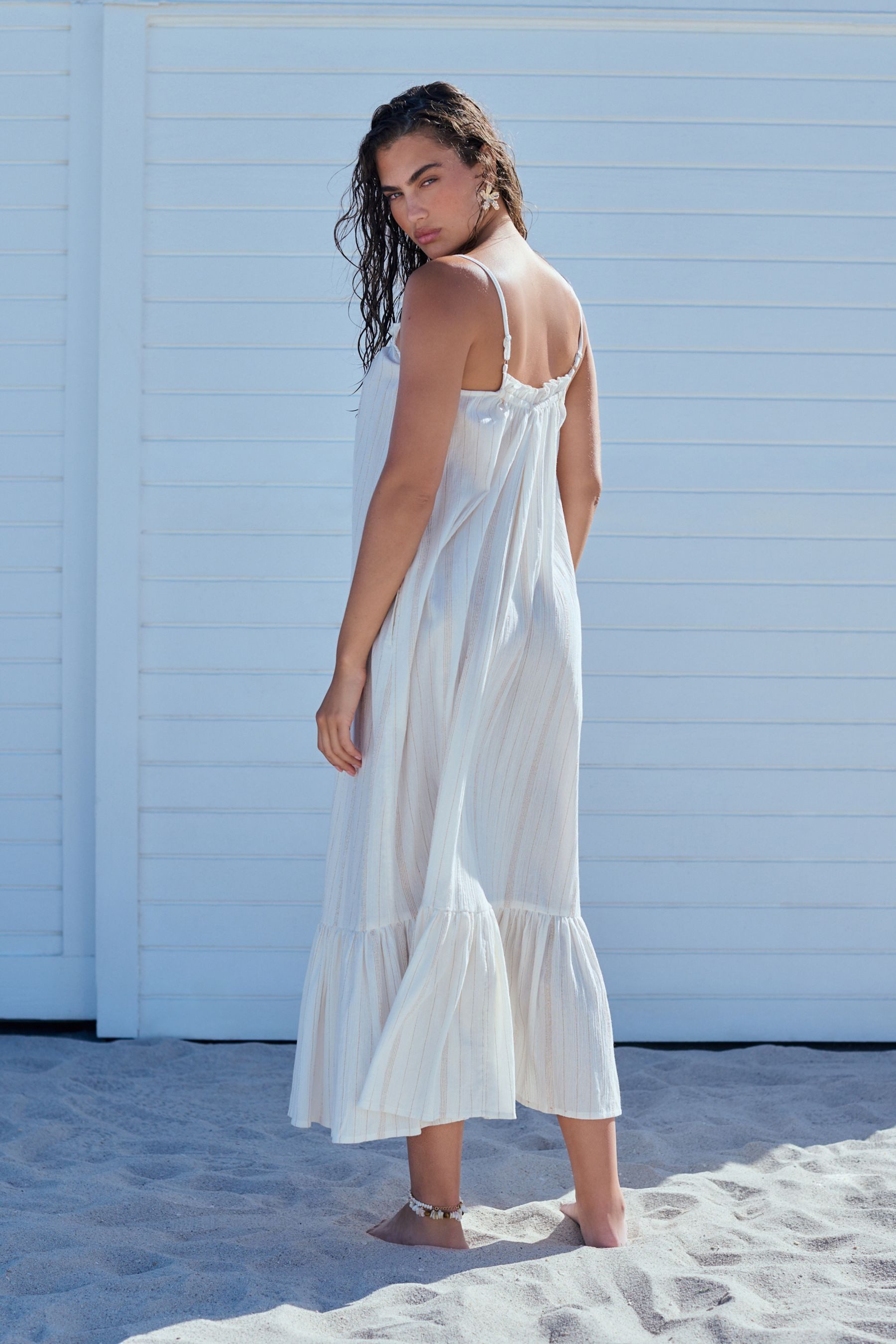 Next Strandkleid Weites Maxikleid aus 100 % Baumwolle (1-tlg) günstig online kaufen