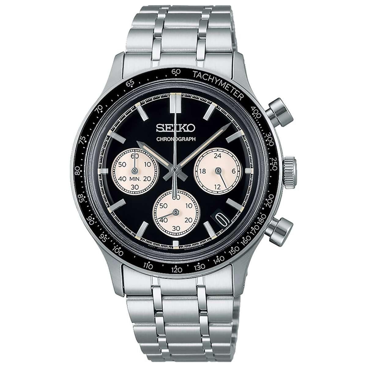 Seiko Quarzuhr SSB479P1, Herrenuhr Chronograph Schwarz