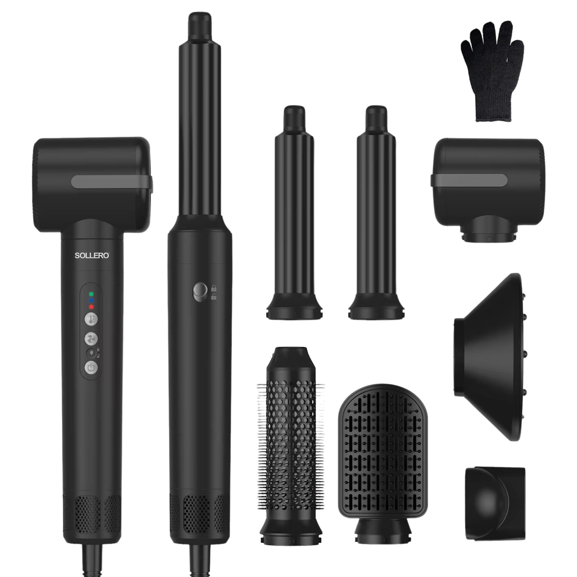 Sollero Multihaarstyler AirStyler, 7 in 1 Haarstyler, Hairstyler, Hair dryer, Haartrockner, Lockenaufsatz, Ovalbürste,Paddelbürste,Föhnaufsatz,Haartrockner