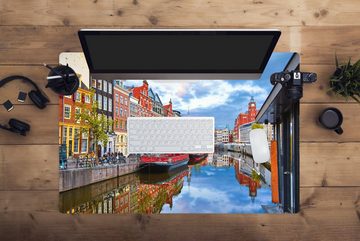 MuchoWow Gaming Mauspad Amsterdam - Kanal - Zentrum (1-St), Büro für Tastatur und Maus, Mousepad Gaming, 90x60 cm, XXL, Großes