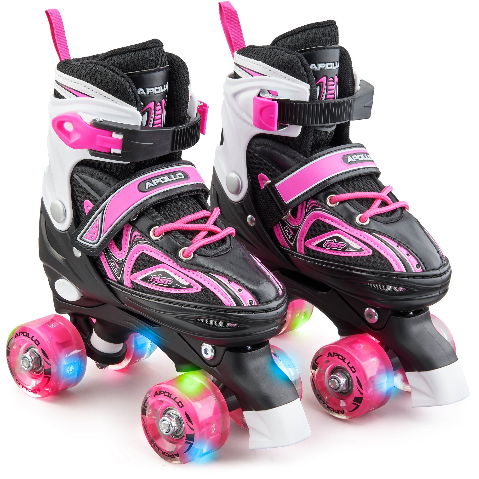 Apollo Rollschuhe LED Rollschuhe größenverstellbar Super Quads X-Pro, größenverstellbare Roller Skates für Mädchen und Jungen - Größen 31-42