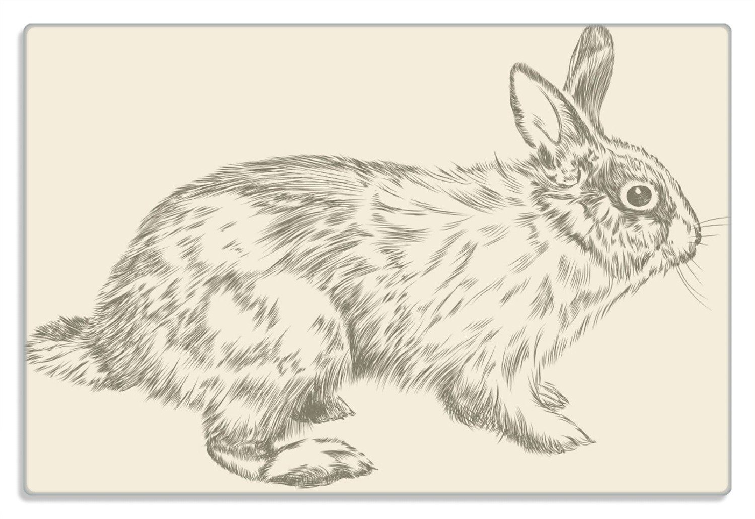 Gummifüße Hase Frühstücksbrett 20x30cm (inkl. illustrierte 4mm, Wallario rutschfester Bleistiftzeichnung, als 1-St),
