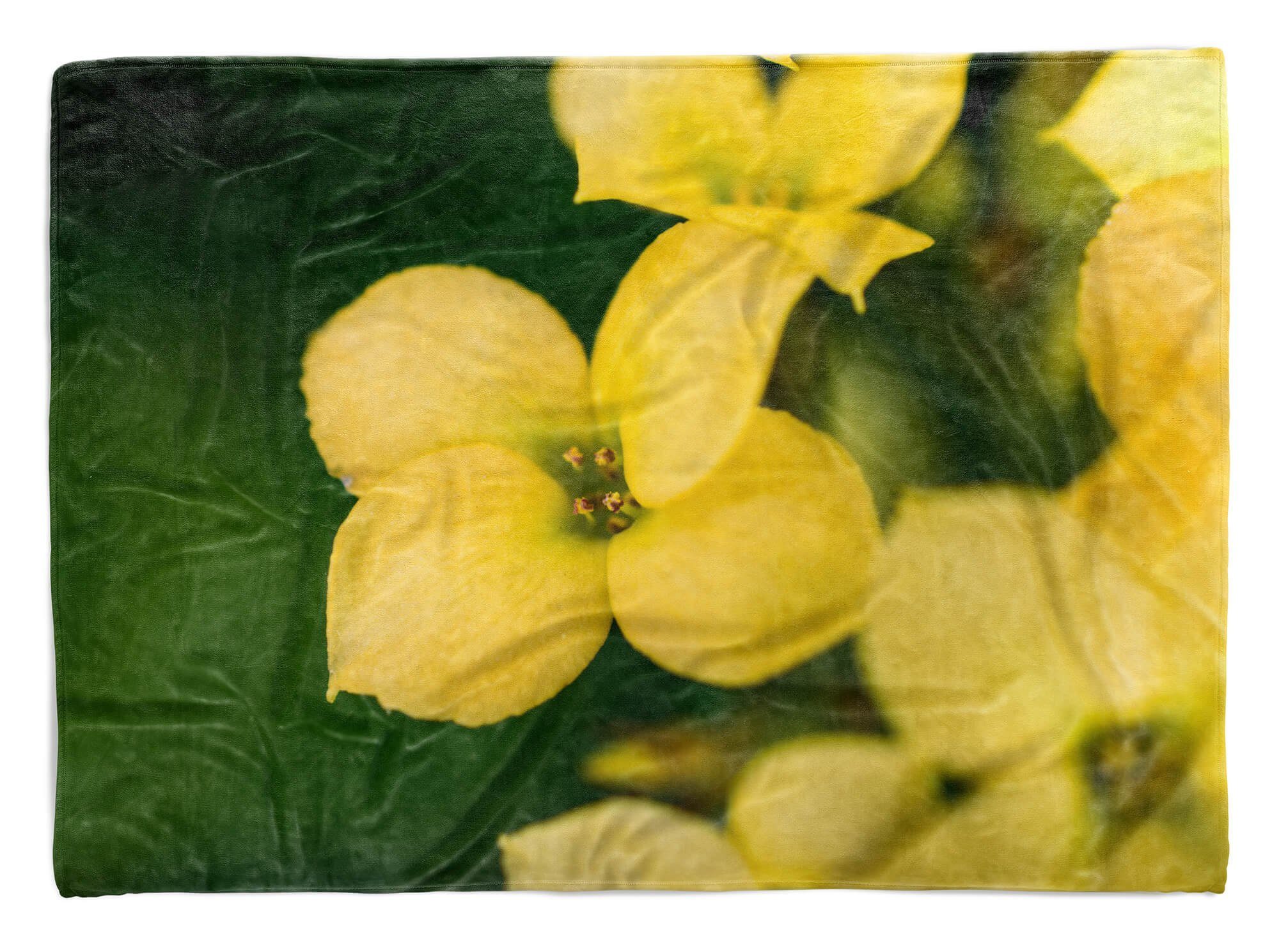 Sinus Art Handtücher Handtuch Strandhandtuch Saunatuch Kuscheldecke mit Fotomotiv gelbe Blumen Blüte, Baumwolle-Polyester-Mix (1-St), Handtuch