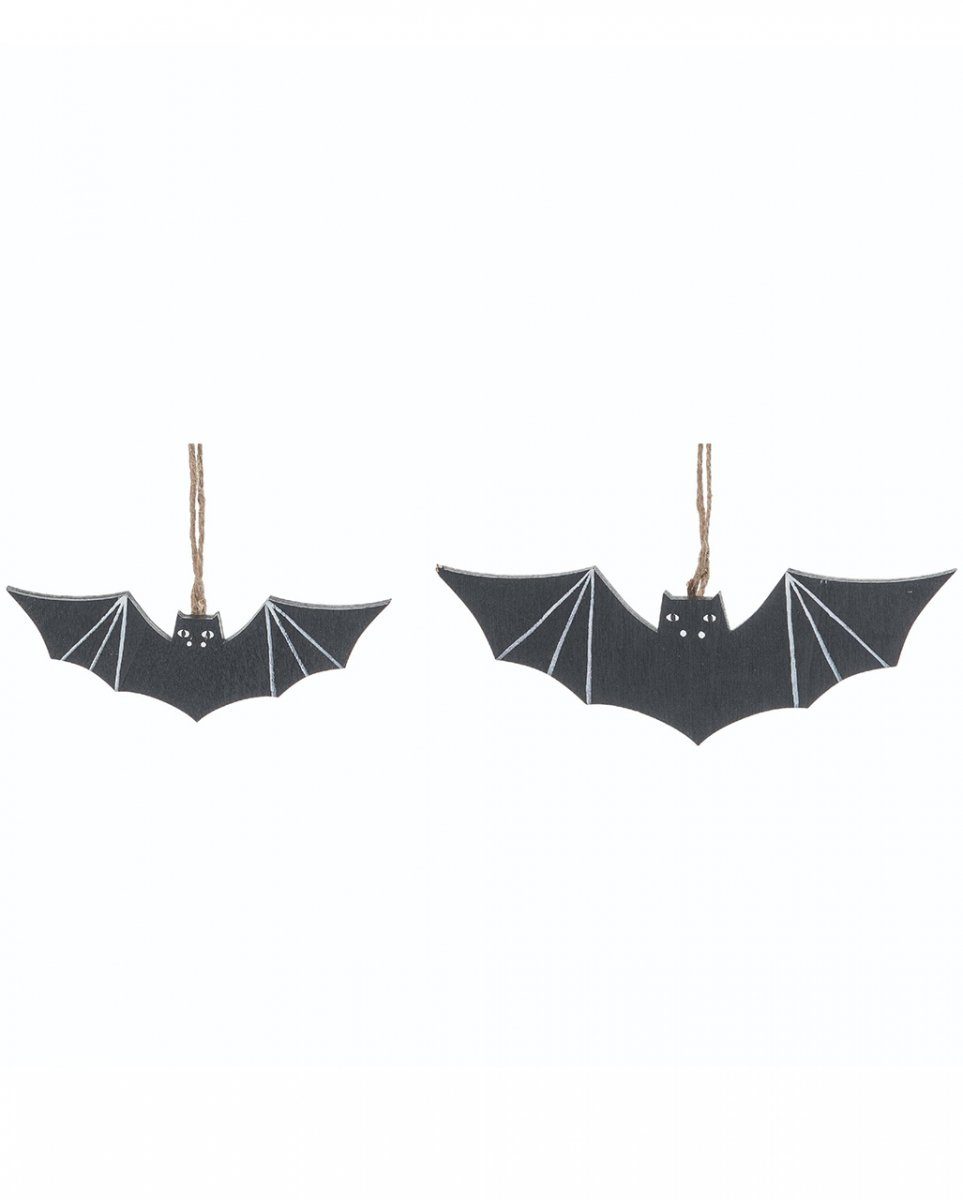 Hängedekoration Fledermaus Holz Anhänger als Halloween Deko 2 Stüc