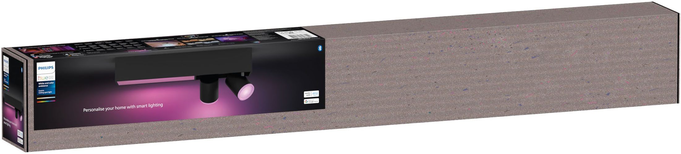 Philips Hue Smarte LED-Leuchte White & Color Ambiance Centris 2er Spot schwarz, Abschaltautomatik, Bluetooth, CCT - über Fernbedienung, Dimmfunktion, Farbsteuerung, Farbwechsel, Leuchtdauer einstellbar, Memoryfunktion, Nachtlichtfunktion, RGB, Smart Home, Timerfunktion, dimmbar über Fernbedienung, erweiterbar, mehrere Helligkeitsstufen, LED wechselbar, RGB, Bequeme Lichtsteuerung