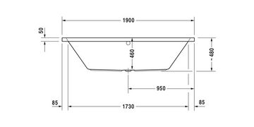 Duravit Badewanne Rechteck-Badewanne VERO AIR Einbauversion 2 RS 1900x900mm weiß