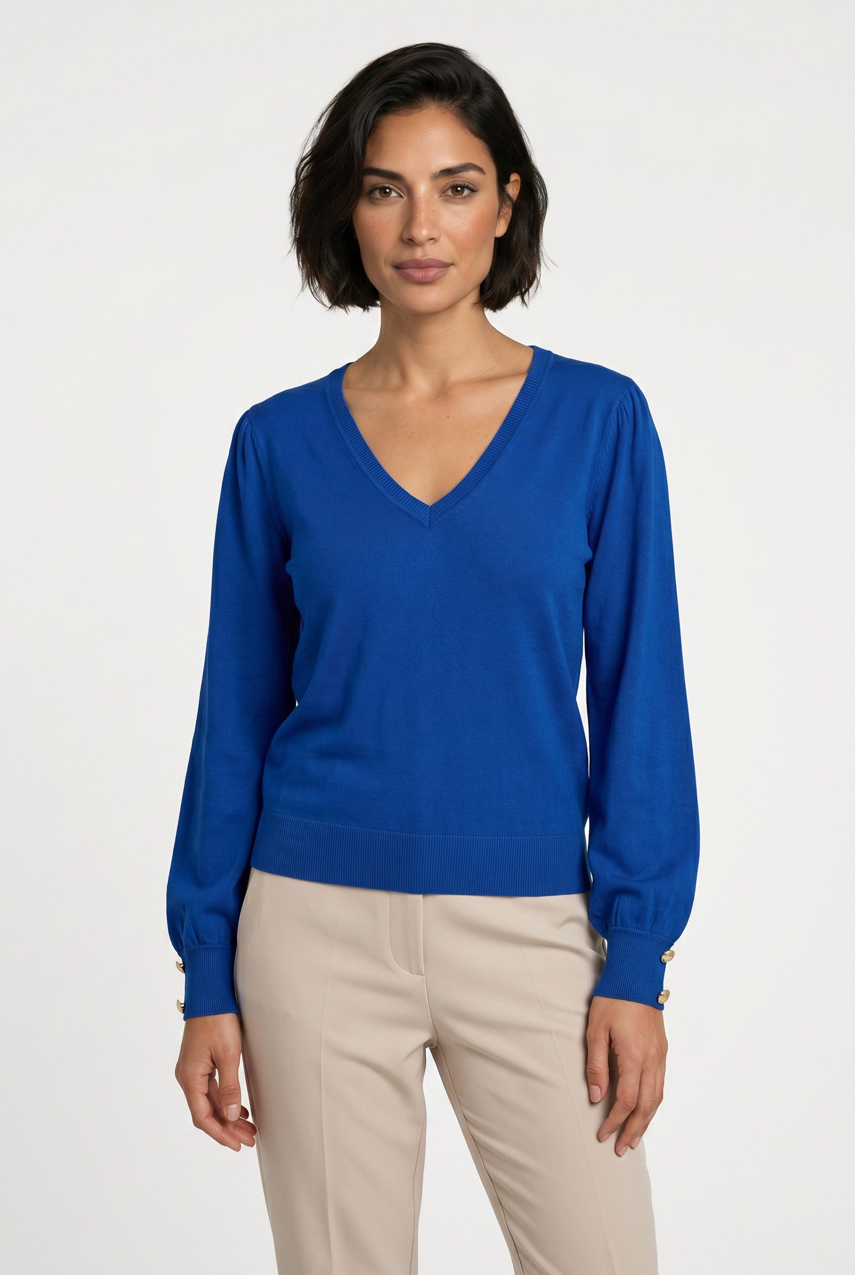 Vero Moda V-Ausschnitt-Pullover VMHOLLYKARIS LS V-NECK PULLOVER GA BOO
