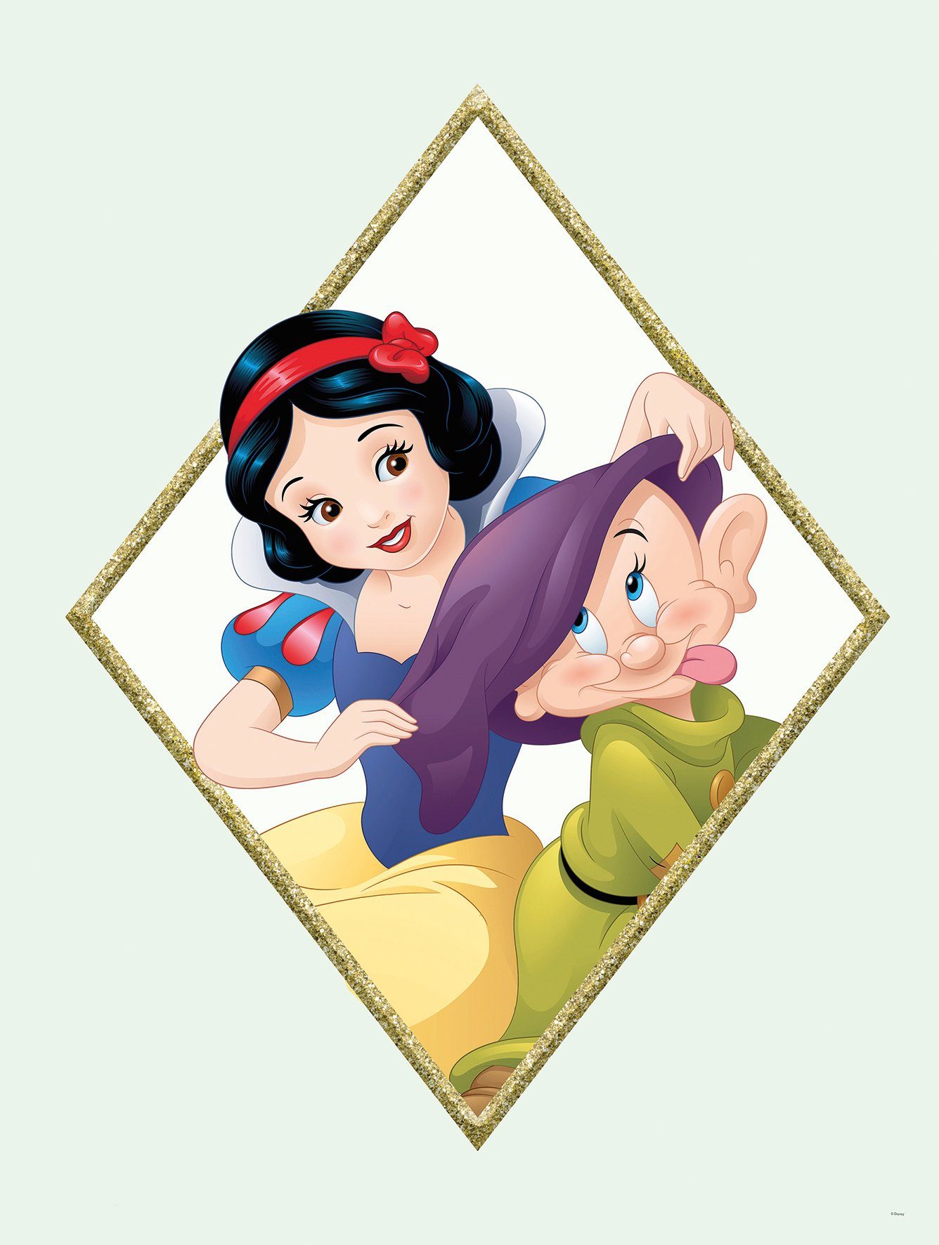 Komar Bild Snow White & Dopey, Disney (1 St), Wandbild zur Dekoration im Kinderzimmer - ohne Rahmen
