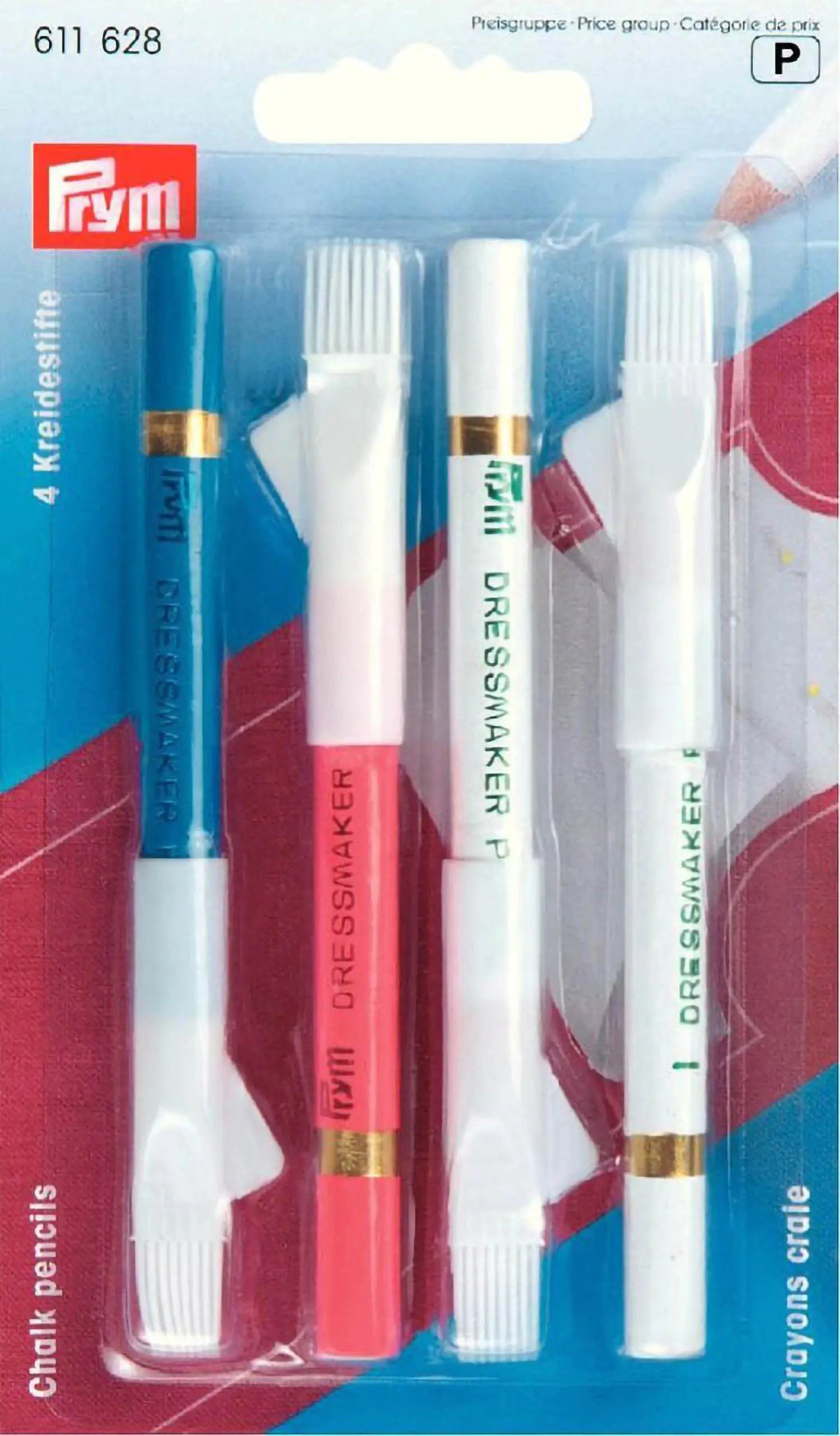 Stofferia Stoff Kreidestifte + Bürste farbig sortiert weiß, rosa, blau, Meterware