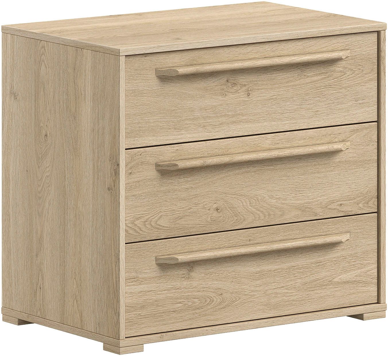 Vipack Schubkastenkommode SAM mit 3 geräumigen Schubladen und viel Stauraum (B/H/T ca. 67,7x61,7x43 cm) Schubladen mit Soft-Close), Pflegeleichte Oberfläche in Eiche oder Weiß Dekor
