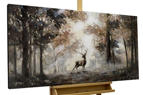 KUNSTLOFT Gemälde »Stag in the Brume«, handgemaltes Bild auf Leinwand