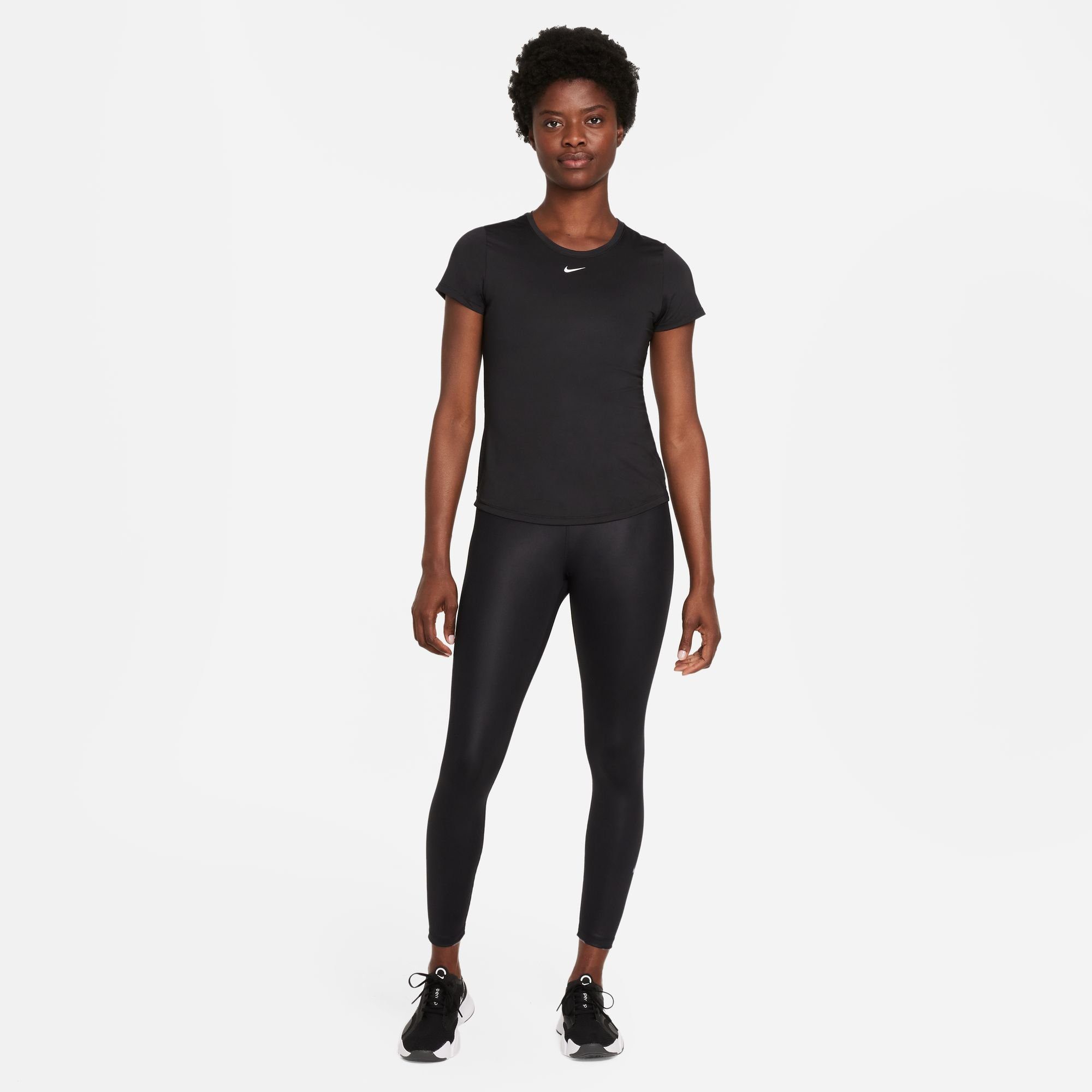 WOMEN'S SLIM TOP Nike SHORT-SLEEVE ONE schwarz Trainingsshirt FIT DRI-FIT