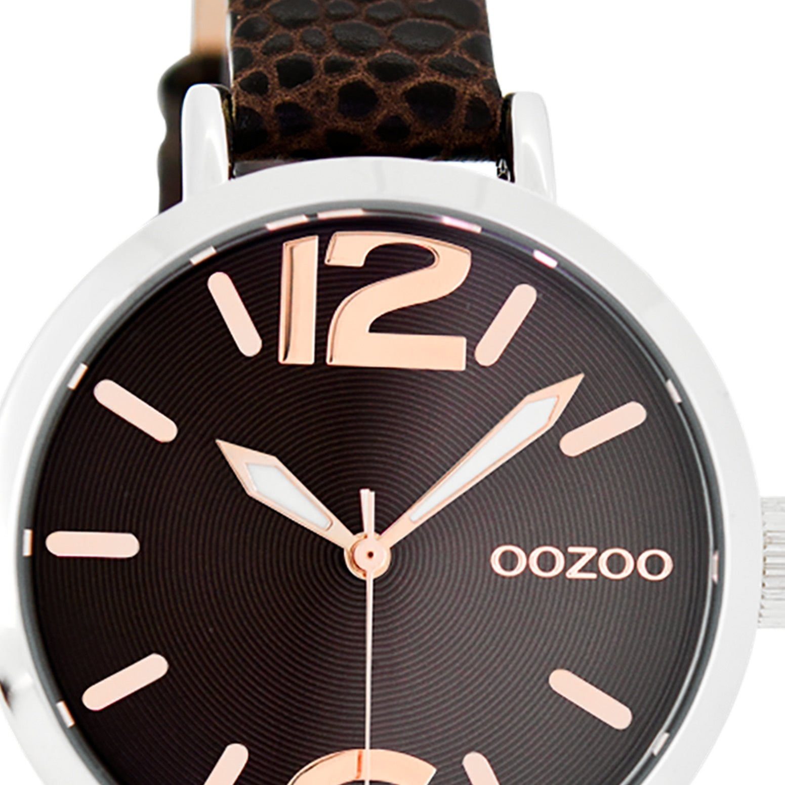 OOZOO rund, 35mm) Fashion-Style JR mittel Quarzuhr Jugenduhr Lederarmband, (ca. Oozoo silber, Jugend Armbanduhr