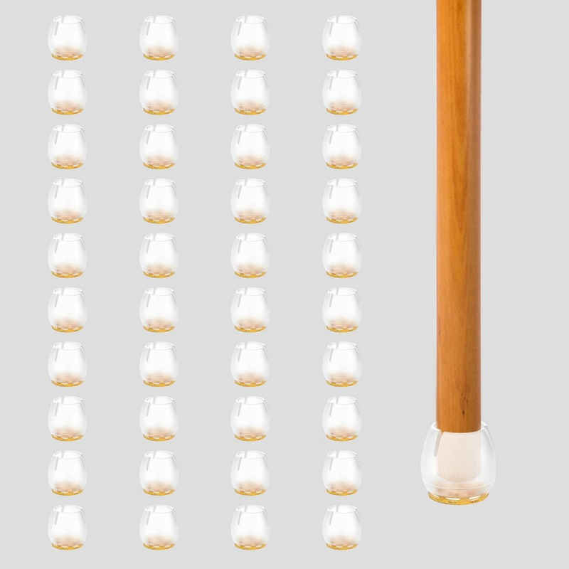 Klick-Gleiter, Intirilife, (40-St), 40er-Set Stuhlfußkappen Tischbeinabdeckungen in Transparent - Braun für 12 - 16 mm breite Stuhlbeine - Zum Schutz von Möbeln Fußboden und Oberflächen