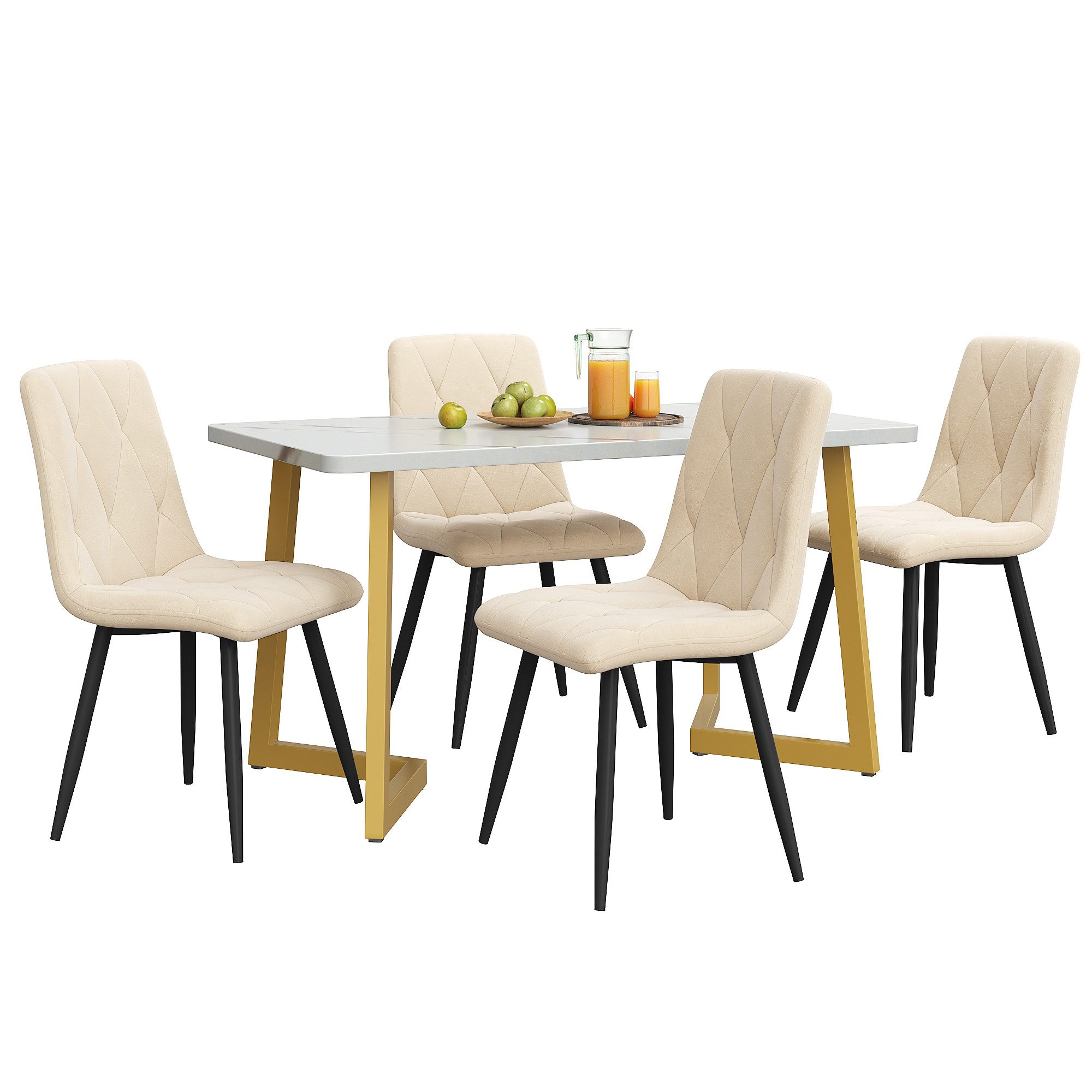 OKWISH Essgruppe Polsterstühle Küchetisch Marmoroptik, (5-tlg), günstig online kaufen