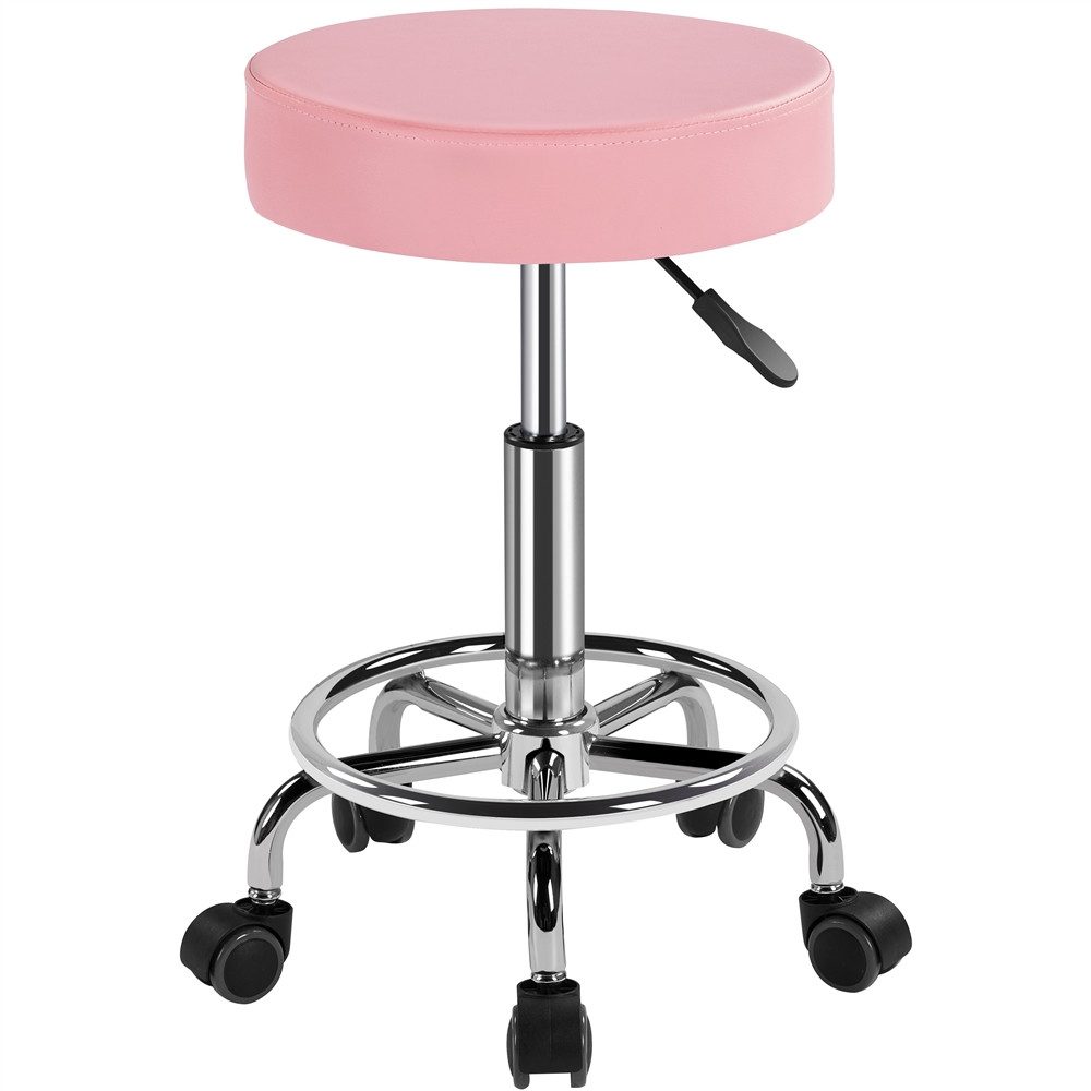 Yaheetech Drehhocker Barhocker Höhenverstellbarer Barstuhl mit Rollen, 50,5 cm – 65 cm H Arbeitshocker mit Drehbarer Sitzfläche