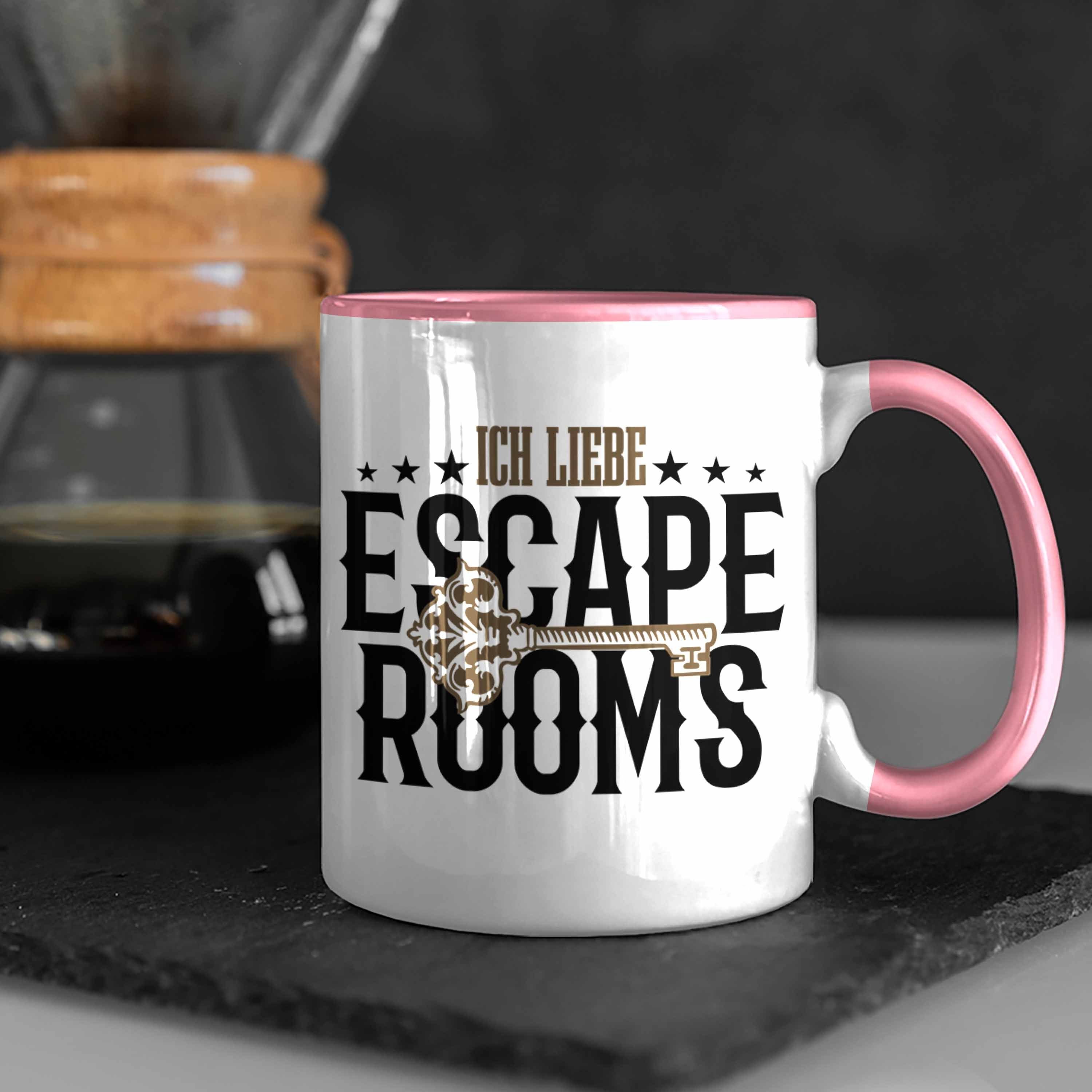 Escape Tasse Room Geschenkidee Lustige Trendation Tasse Escape Fans Room Rosa