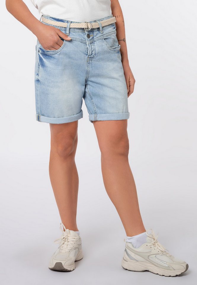 SUBLEVEL Jeansbermudas Damen Denim Bermuda mit Gürtel Sommerhose, Denim Bermuda, Shorts mit Gürtel