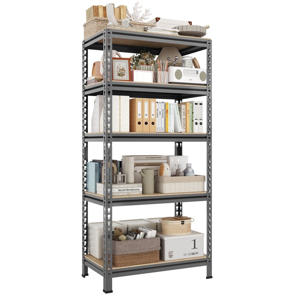 Yaheetech Schwerlastregal mit 5 Verstellbaren Ablagen, Lagerregale 70 cm breit, Kellerregal Metall