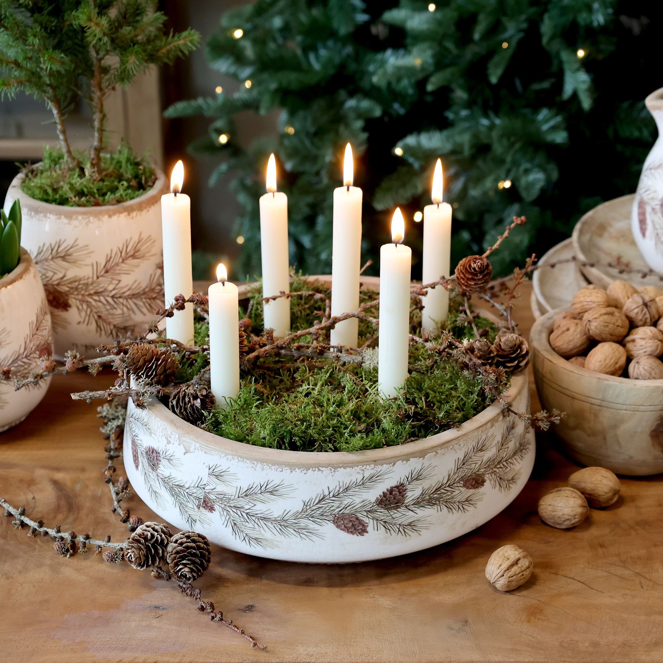 Chic Antique Pflanzschale Pflanzschale mit Tannengirlanden günstig online kaufen