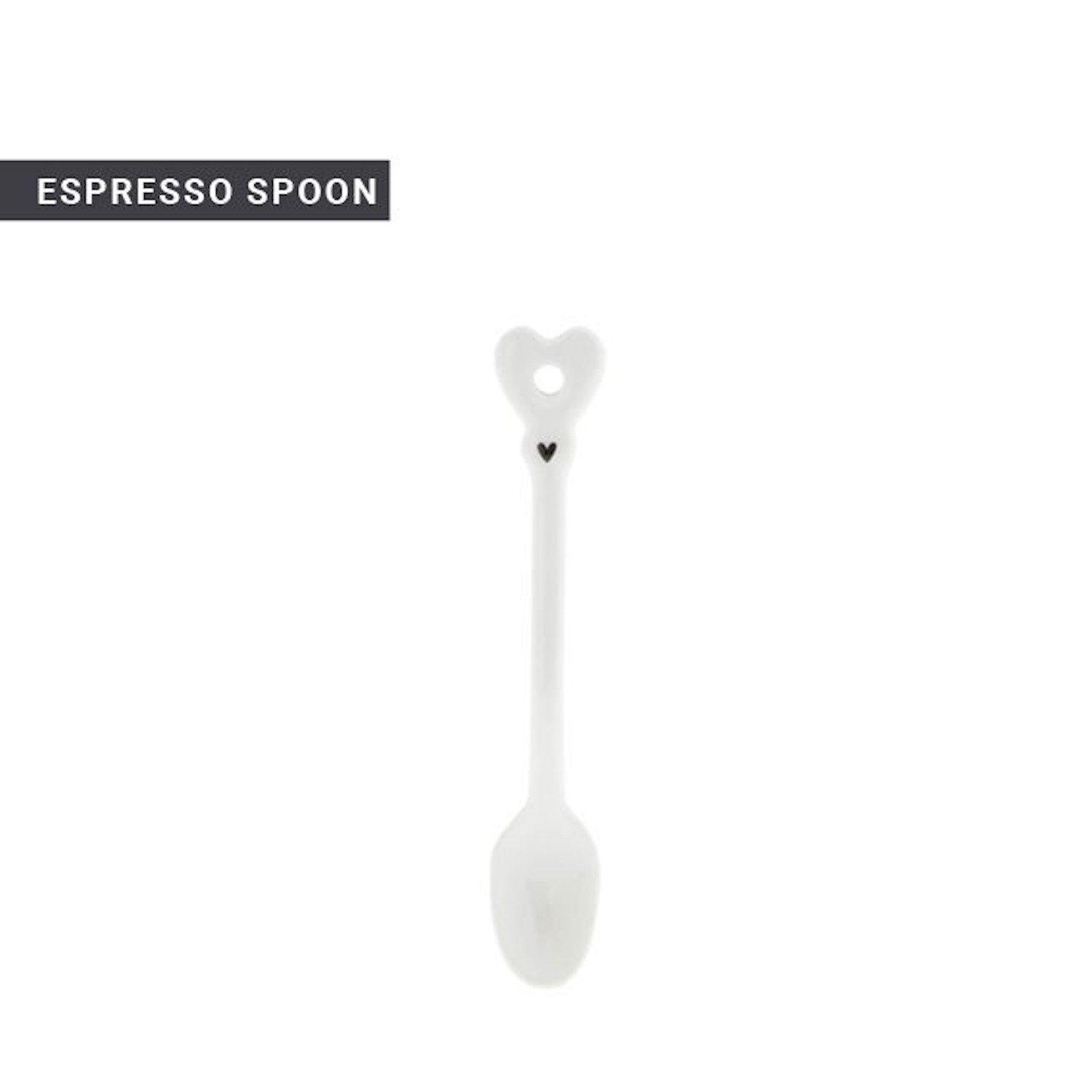 Bastion Collections Espressolöffel Matt Schwarz, Spülmaschinengeeignet, Weiß, Motiv: Herz