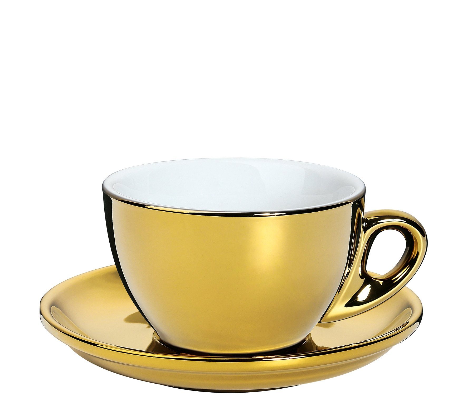 Cilio Tasse Cappuccinotasse Kaffee Tasse Untertasse dickwandig cilio ROMA gold, Material: Porzellan